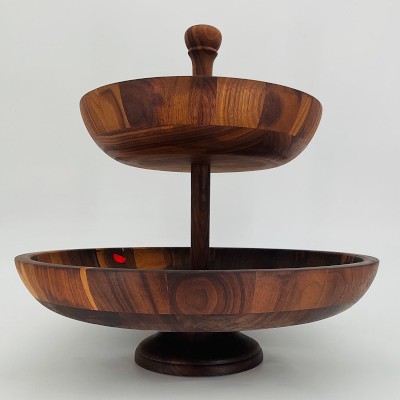 OPEN BOX: Walnut Tiered Fruit Bowl