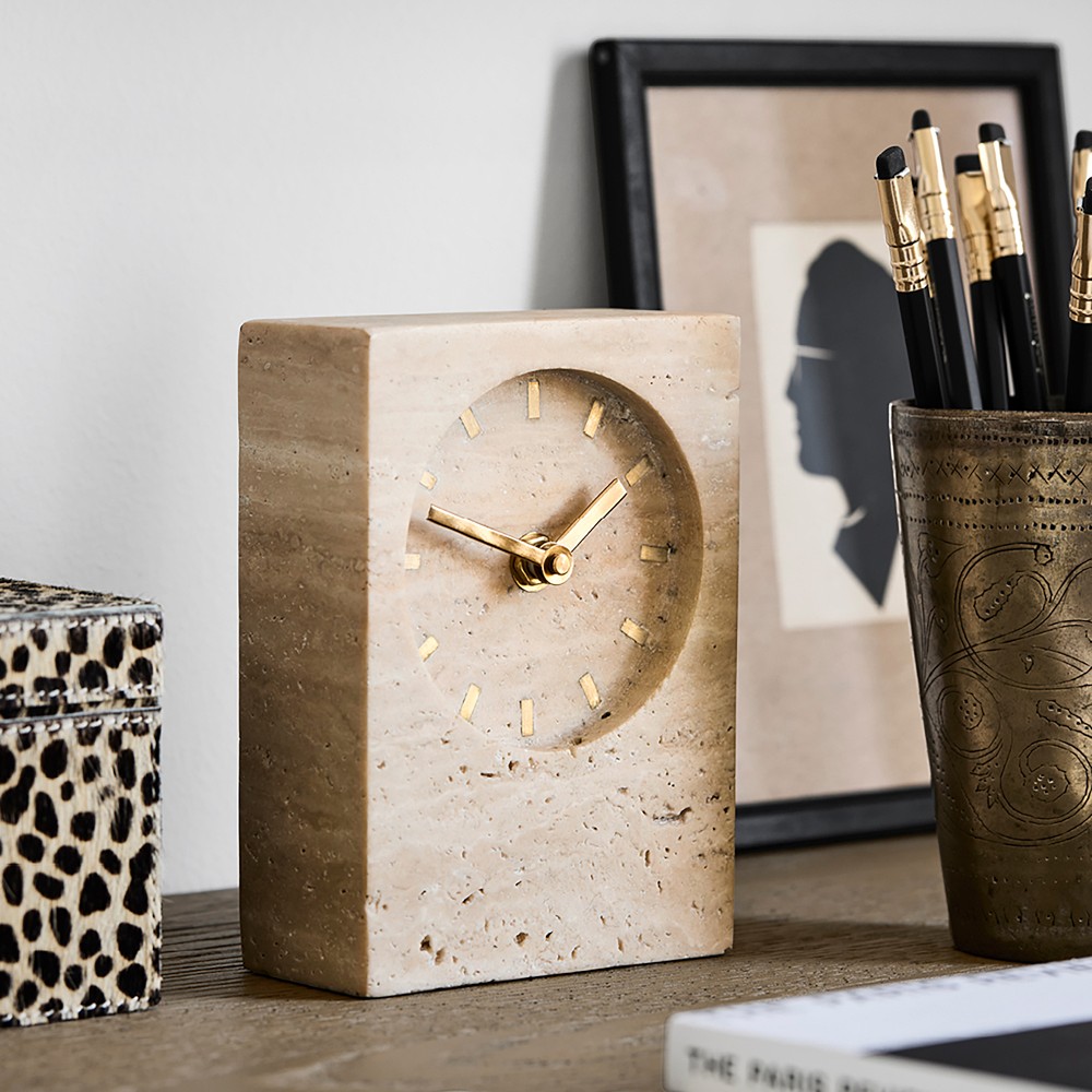 Orson Travertine Clock