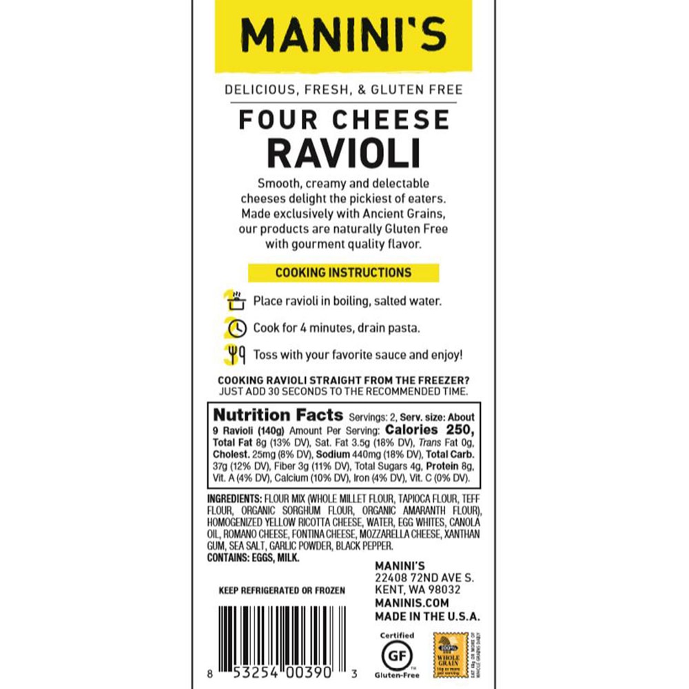 Gluten-Free Assorted Raviolis, Set of 3