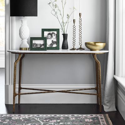 Azurra Hammered Metal Open Console Table (60