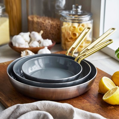 GreenPan™ Stanley Tucci™ Stainless-Steel Ceramic Nonstick 3-Piece Fry Pan Set
