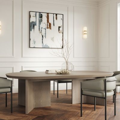 Dietrich Elliptical Dining Height Communal Table (96