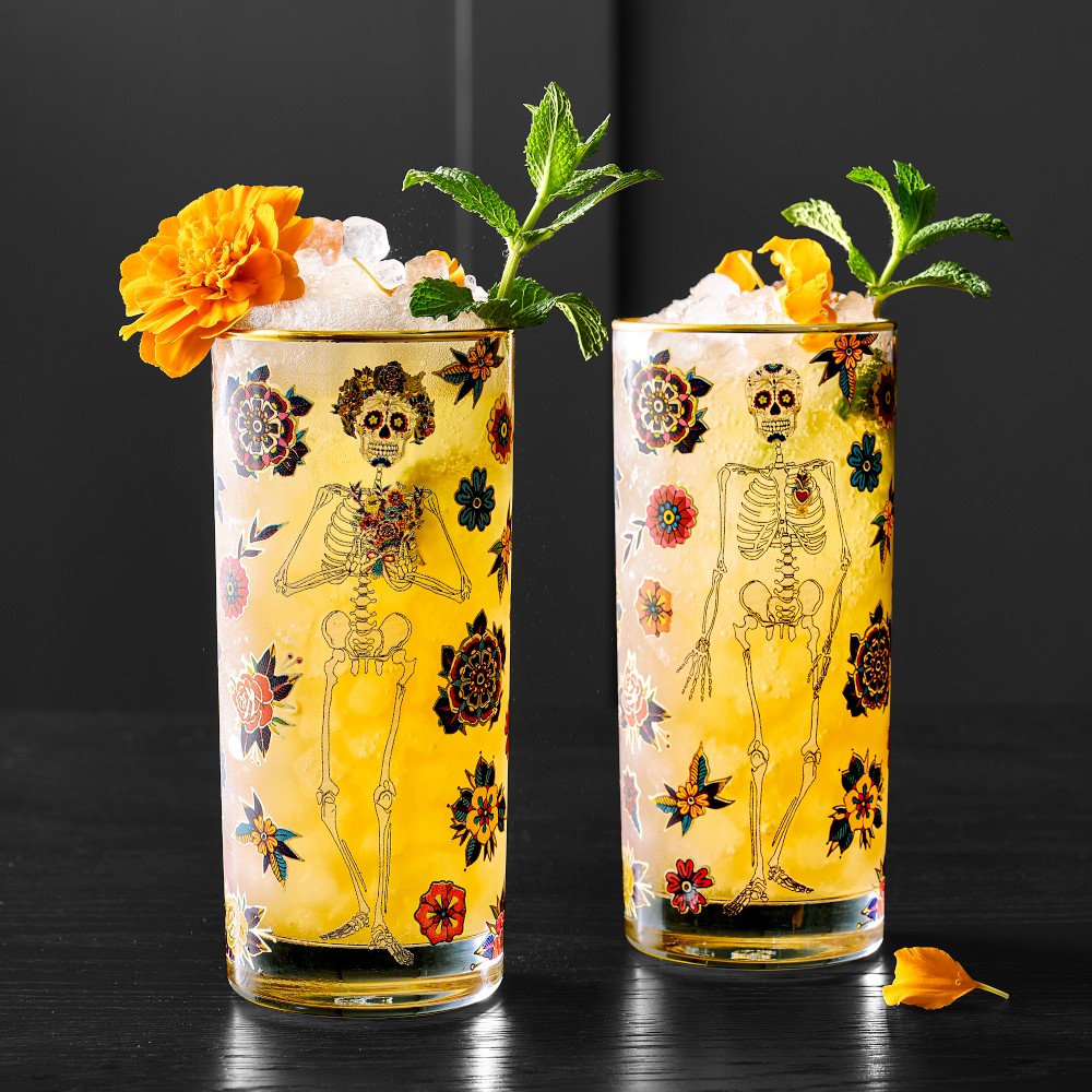 Day of the Dead Highball Glasses, Set of 4