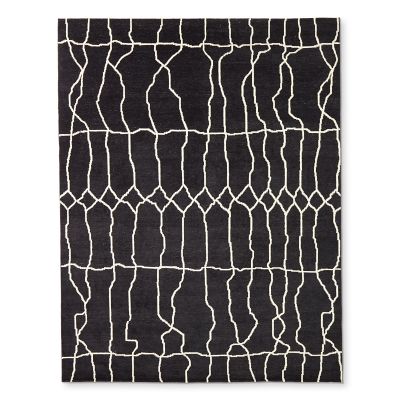 Moroccan Wave Hand Knotted Rug, Black