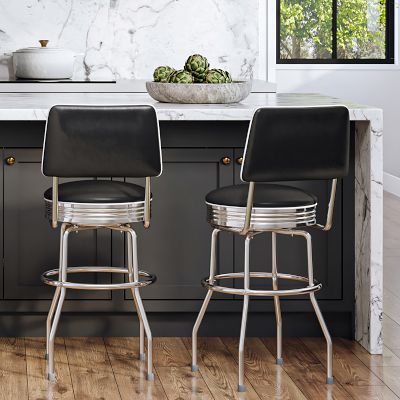 Upholstered Cushion-Back Diner Stool