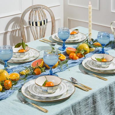 MacKenzie-Childs Sterling Check Everyday Bowls, Set of 4