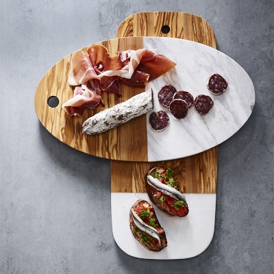 Olivewood & White Marble Oval Cheese Board