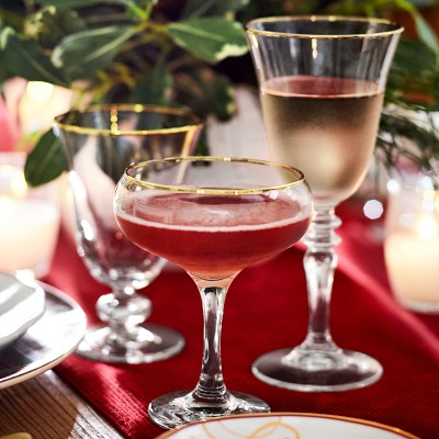 Gold Rim Goblets, 9-oz, Set of 4