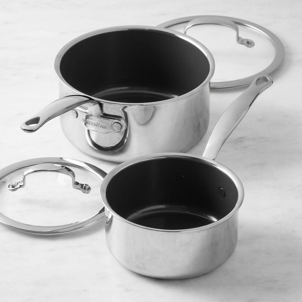 GreenPan™ Premiere Max Stainless-Steel Ceramic Nonstick Saucepan Set, 1 1/2-Qt. & 3-Qt.