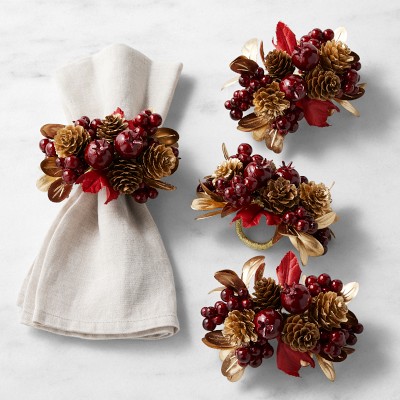 Kim Seybert x Williams Sonoma Botanical Spray Napkin Rings, Set of 4