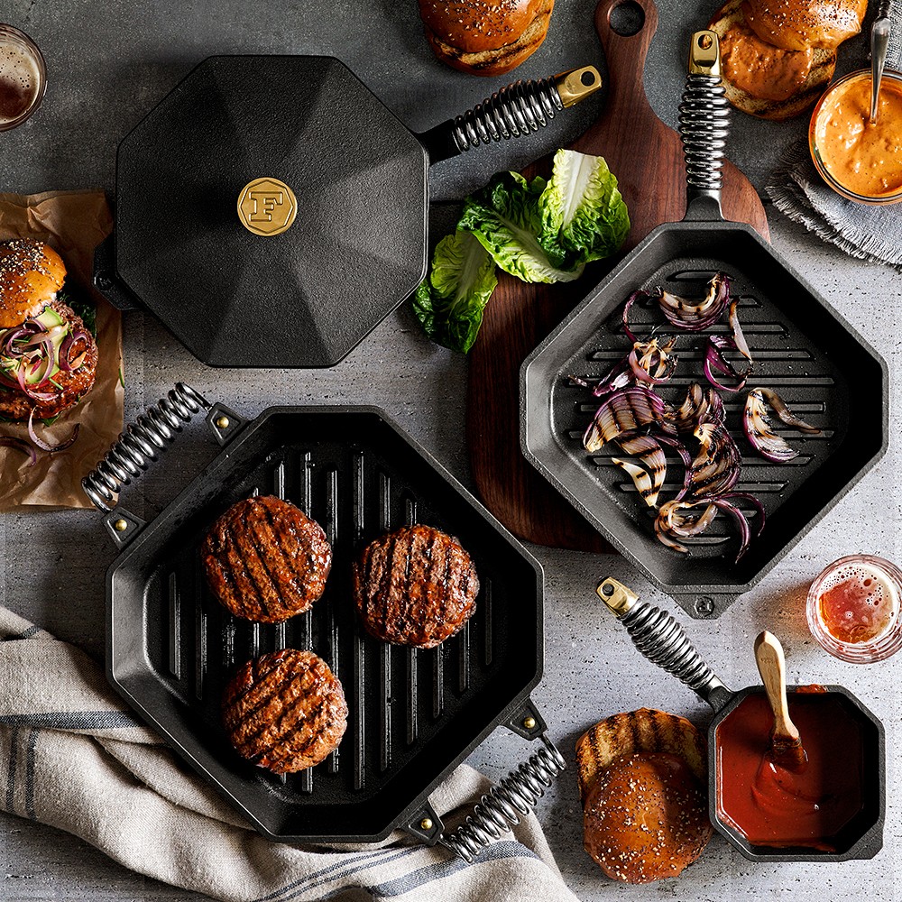 FINEX Seasoned Cast Iron Skillet Fry Pan with Lid