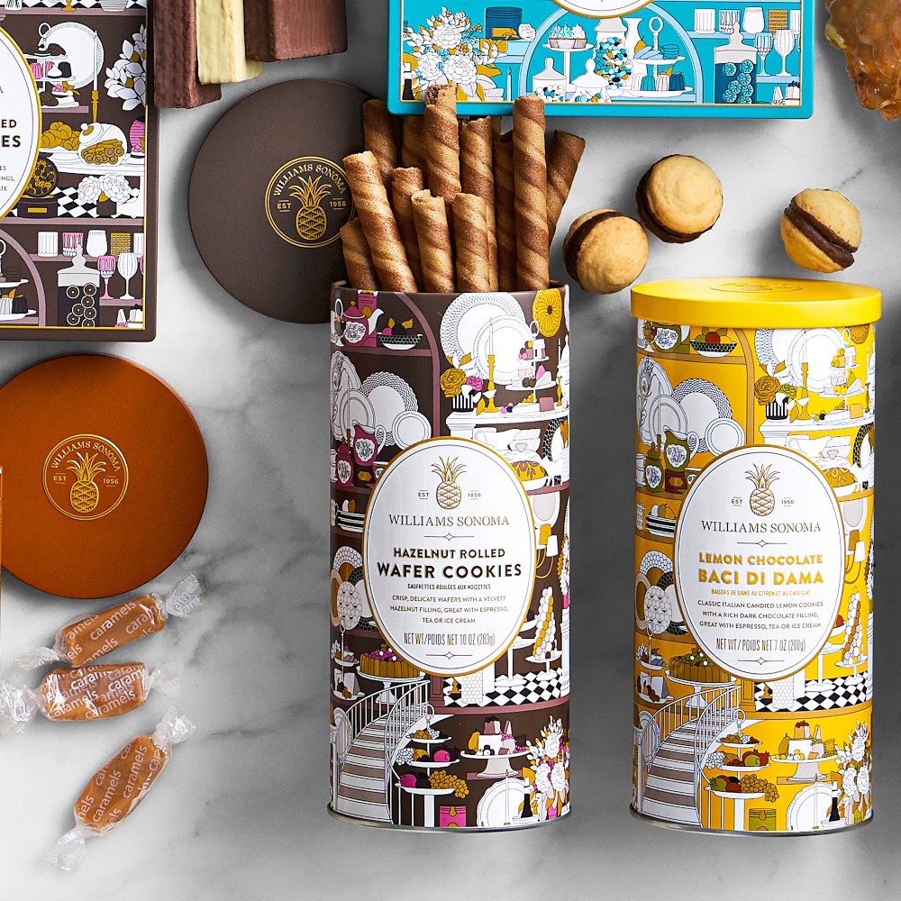 Williams Sonoma Signature Tin, Hazelnut Rolled Wafer Cookies