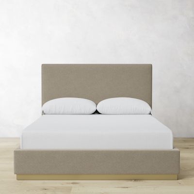 Brooklyn Nontufted Upholstered Storage Bed & Headboard with Nailheads