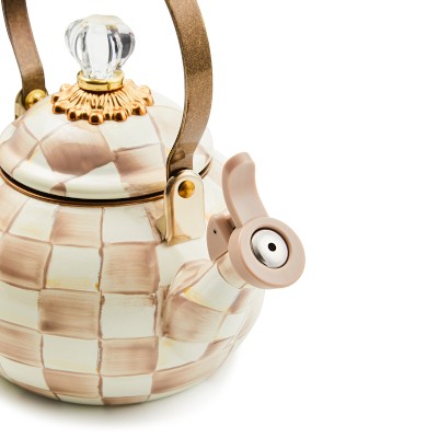 MacKenzie-Childs Mocha Check Whistling Kettle