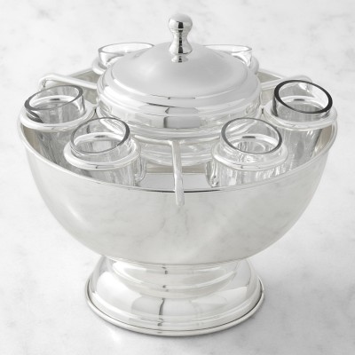 Heirloom Silver Caviar Bowl with Shot Glasses