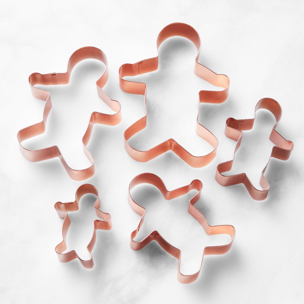 Williams Sonoma Copper Gingerbread Man Cookie Cutters on Ring, Set of 5