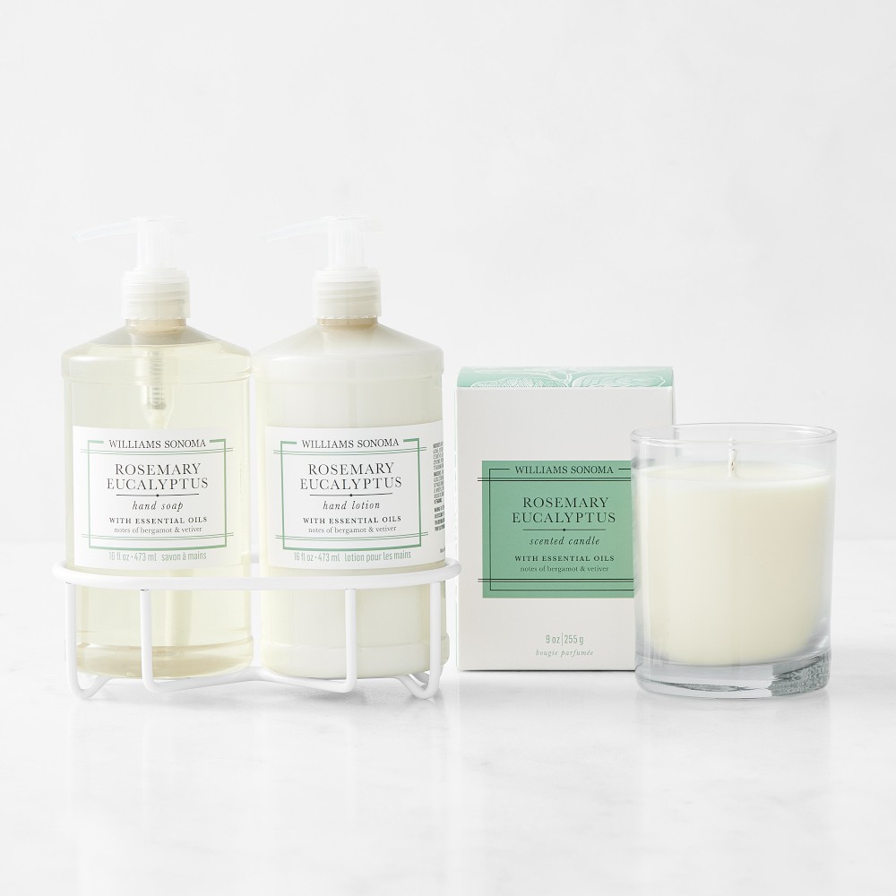 Williams Sonoma Rosemary Eucalyptus Hand Soap, Lotion & Candle 4-Piece Set