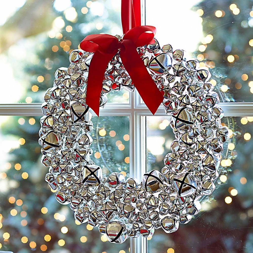 Silver Jingle Bell Wreath & Garland