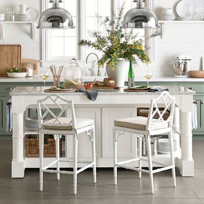 Barrelson Kitchen Island with Marble Top, Polished Nickel (84