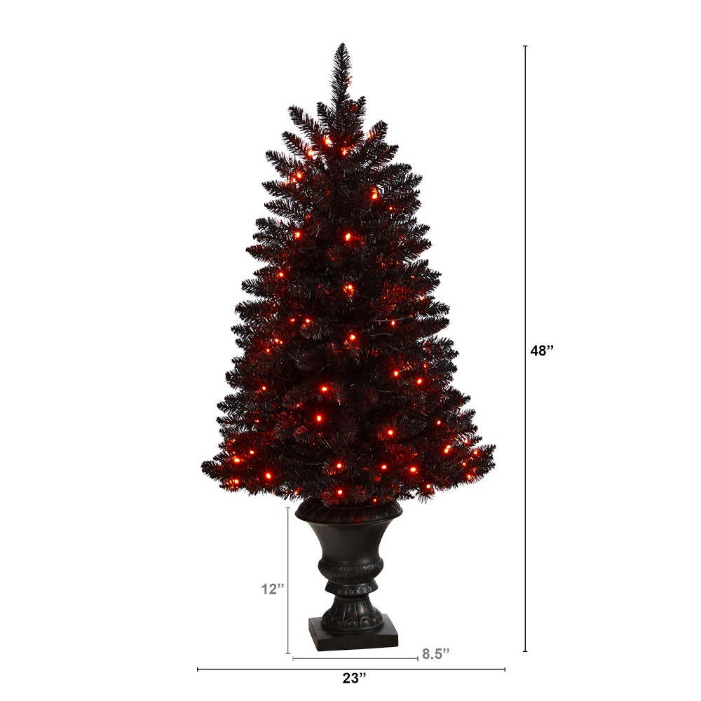 Halloween Black Pre-Lit Faux Tree in Urn, 48