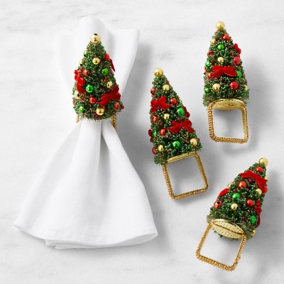 Kim Seybert x Williams Sonoma Figural Tree Napkin Rings, Set of 4