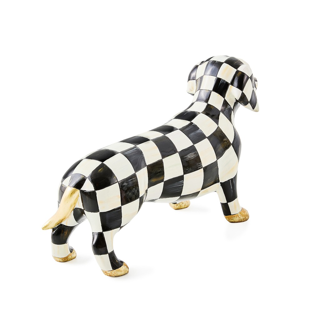 Mackenzie Childs Courtly Check Dachshund Figurine