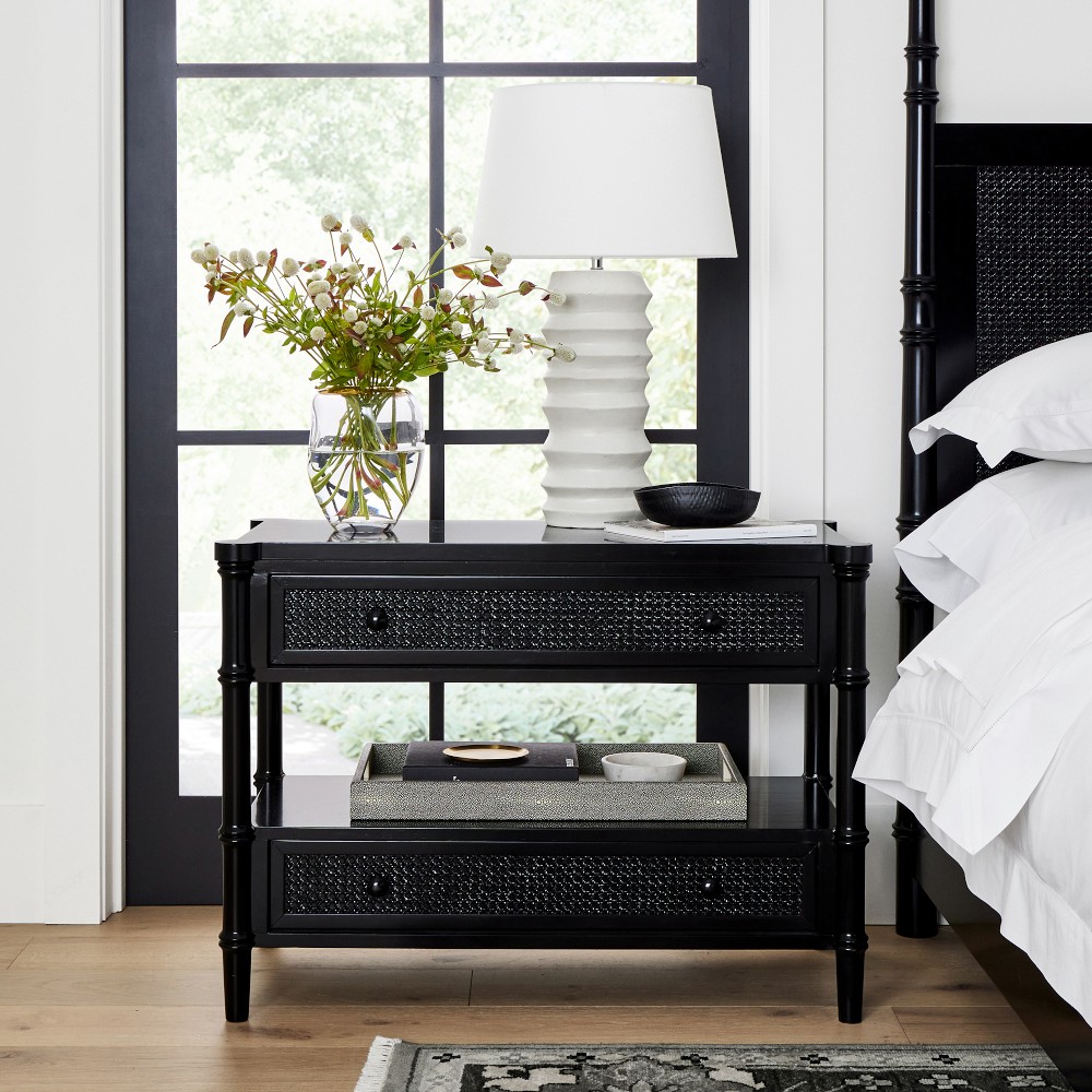 Cane 2-Drawer Nightstand (36