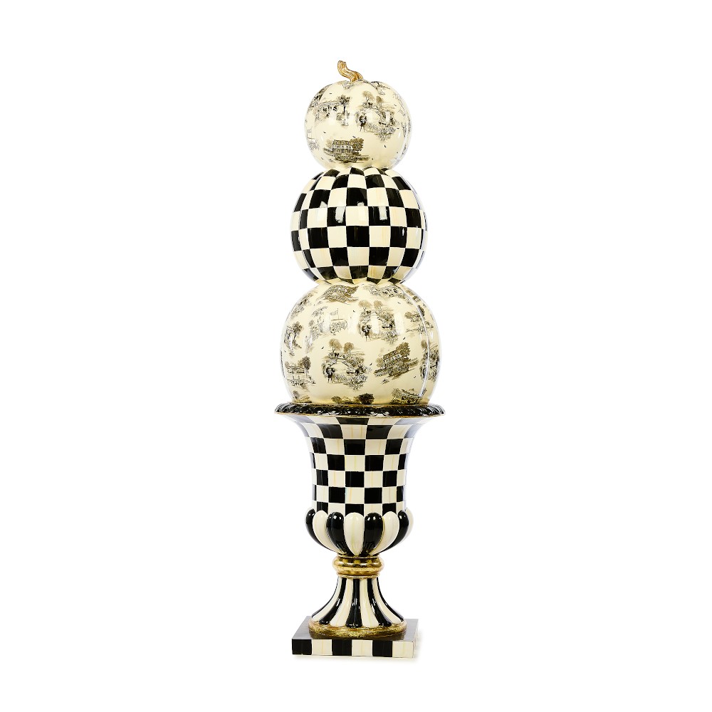 Mackenzie Childs Black Toile Pumpkin Outdoor Trophy