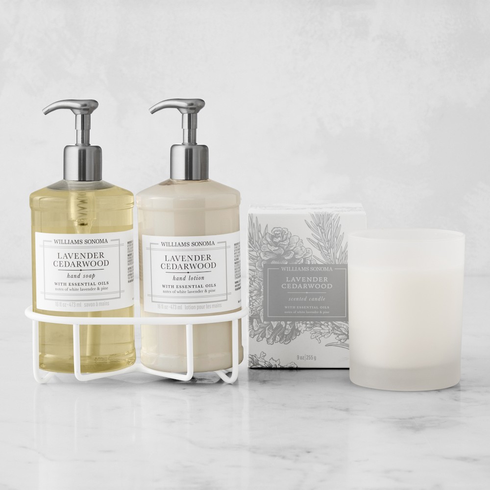 Williams Sonoma Lavender Cedarwood Hand Soap, Lotion & Candle 4-Piece Set