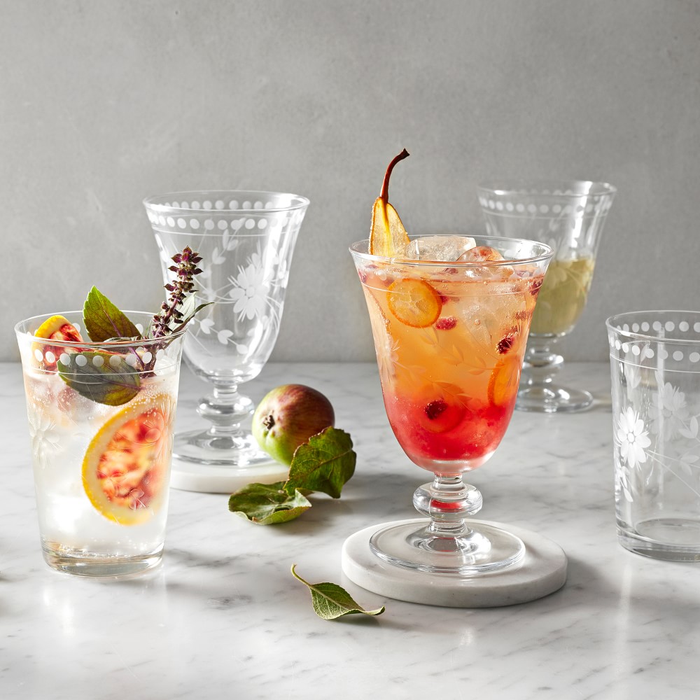 Vintage Etched Goblets, 9-oz