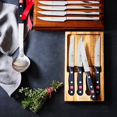 Wüsthof Gourmet Steak Knives in Acacia Tray, Set of 4