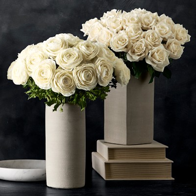 Jeff Leatham x Williams Sonoma Real Touch Faux Playa Blanca Rose Stems, Set of 12