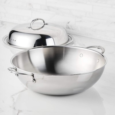 Hestan ProBond Luxe Professional Clad Stainless-Steel Covered Wok, 14