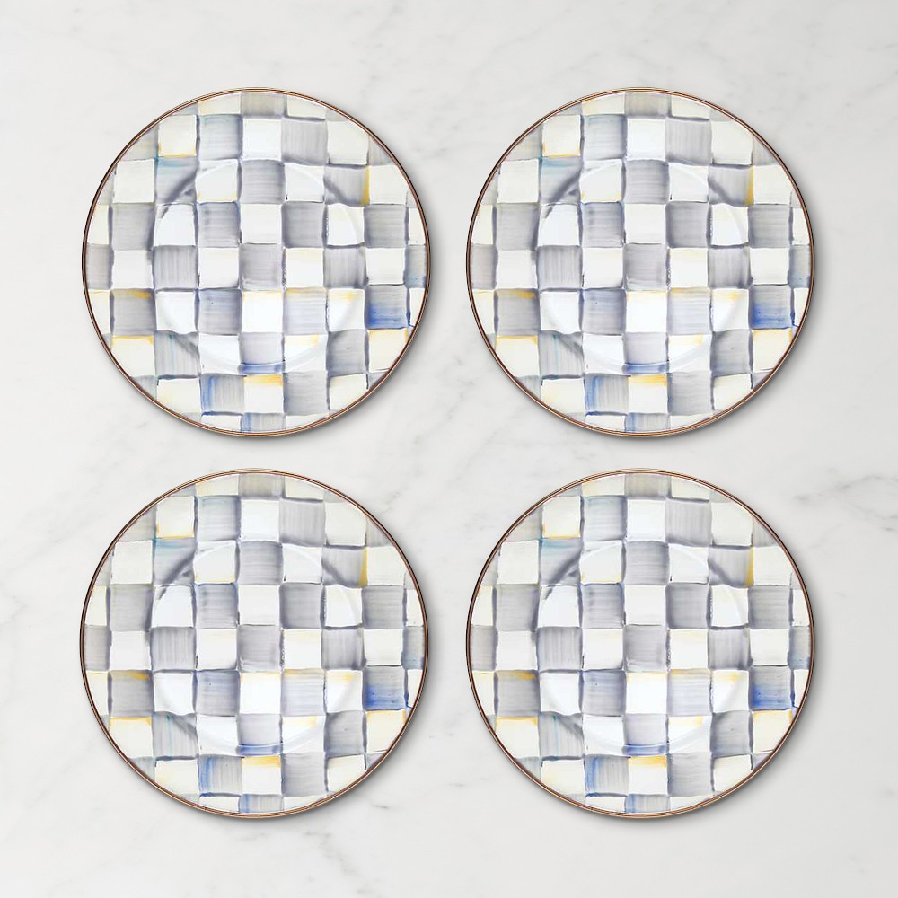 MacKenzie-Childs Sterling Check Salad Plates, Set of 4