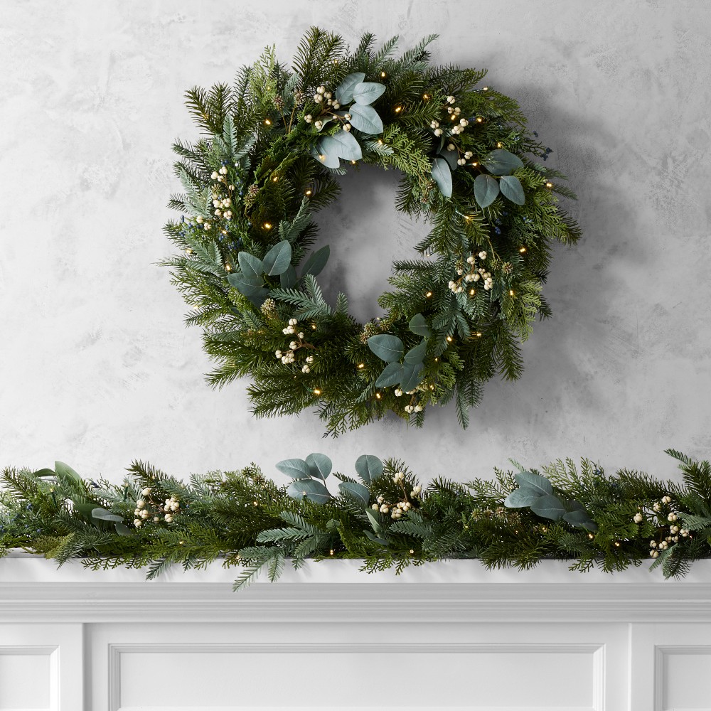 Winter Greenery Live Wreath & Garland