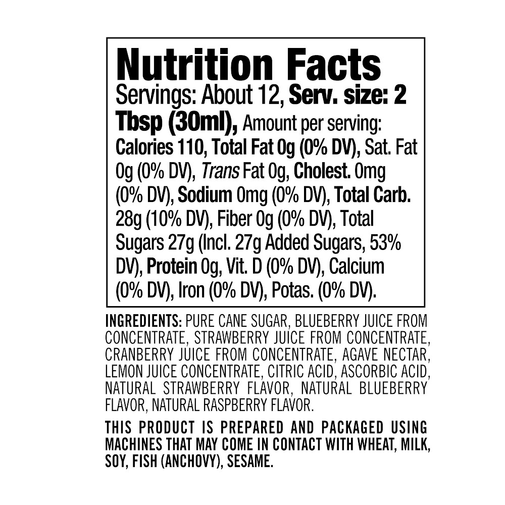 Williams Sonoma Italian Ice Syrup, Mixed Berry