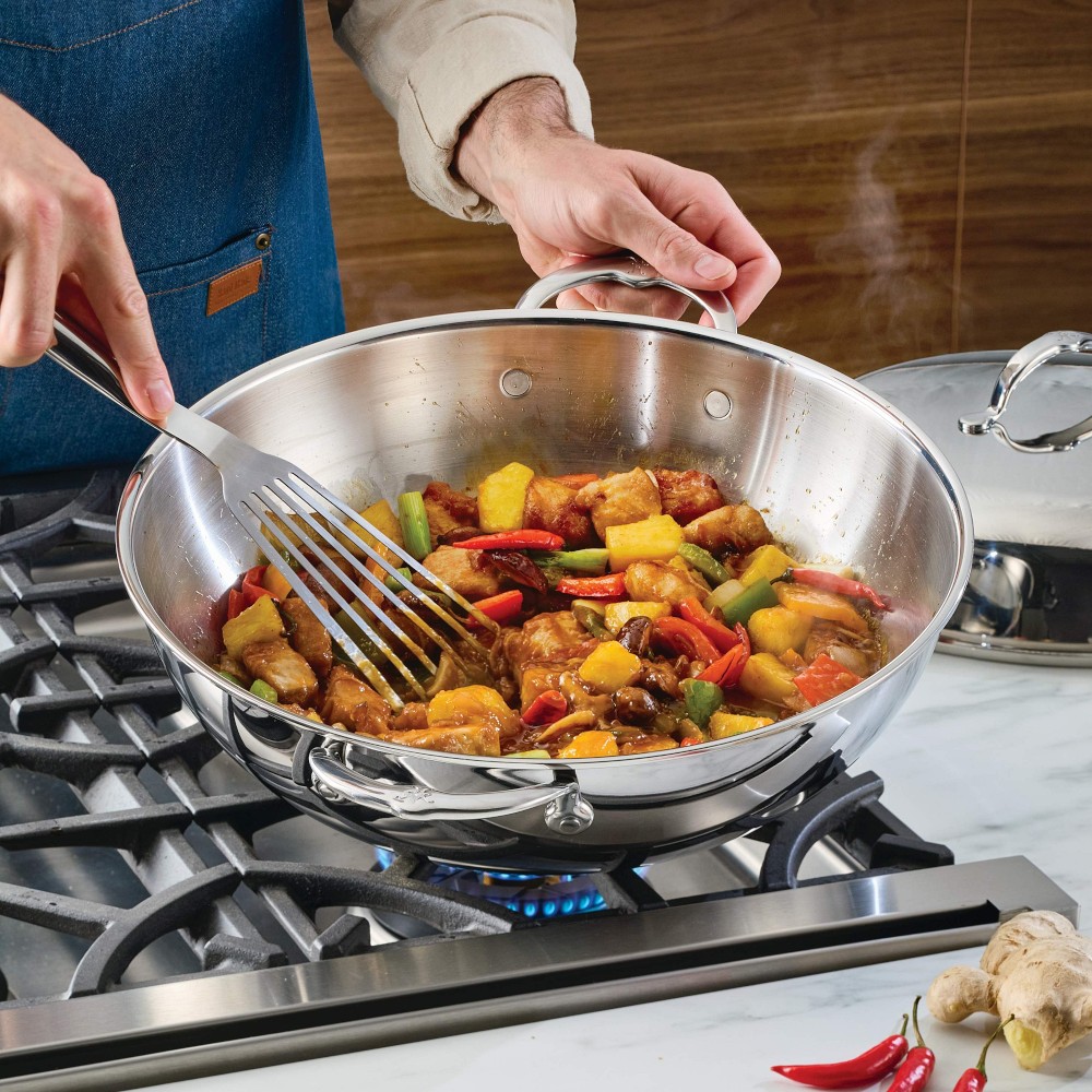 Hestan ProBond Luxe Professional Clad Stainless-Steel Covered Wok, 14