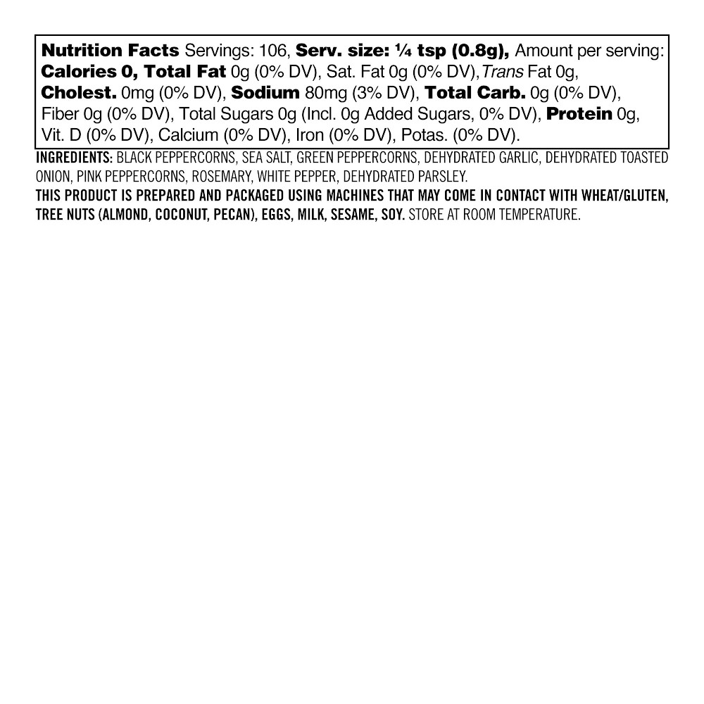 Williams Sonoma Rub, Three Peppercorn Blend