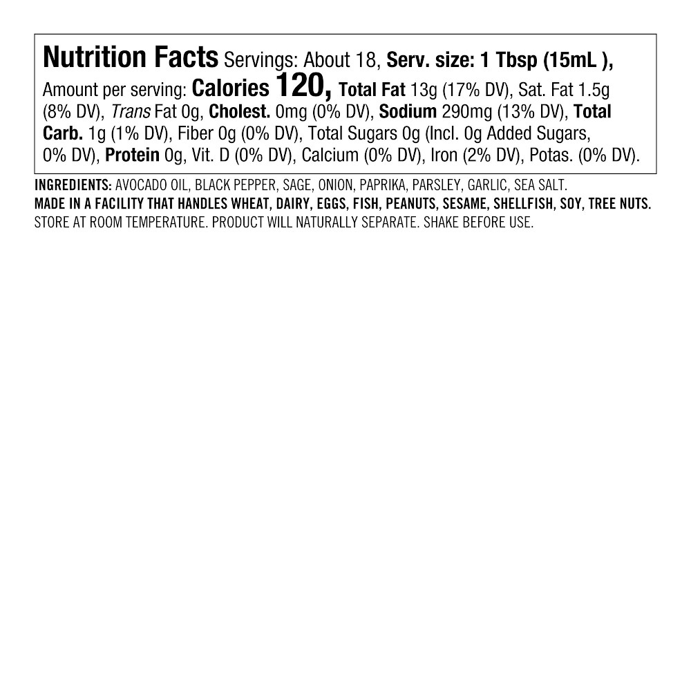 Williams Sonoma Roasting Oil, Sage & Black Pepper