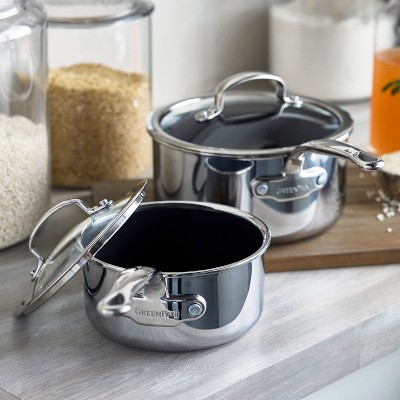GreenPan™ Premiere Max Stainless-Steel Ceramic Nonstick Saucepan Set, 1 1/2-Qt. & 3-Qt.