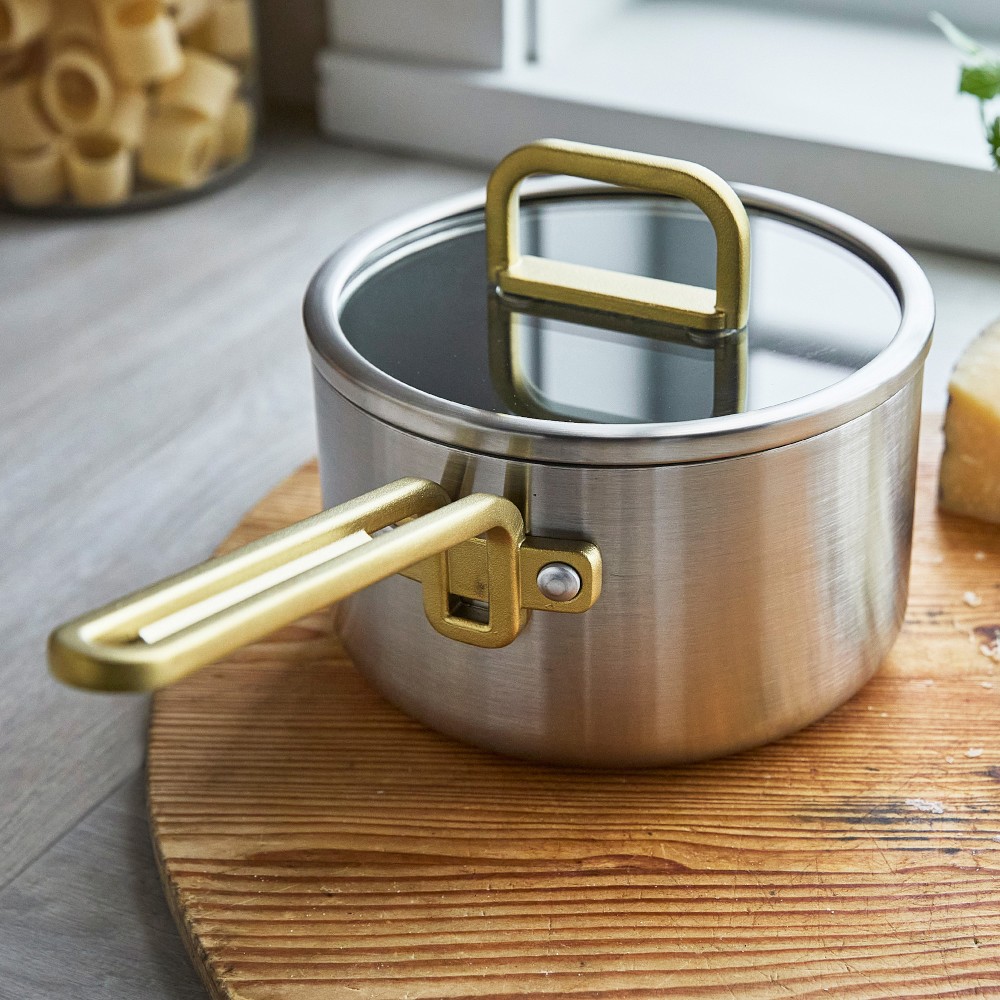 GreenPan™ Stanley Tucci™ Stainless-Steel Ceramic Nonstick 4-Piece Saucepan Set