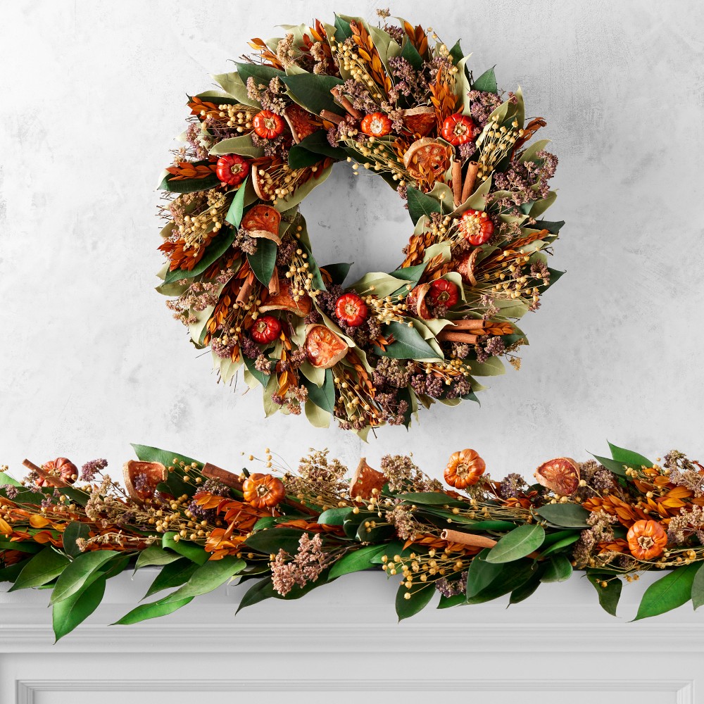 Quince and Cinnamon Stick Dried Wreath & Garland