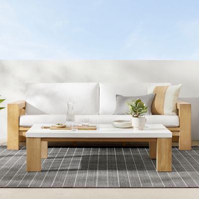 Larnaca Outdoor Teak Fiberstone Coffee Table (60