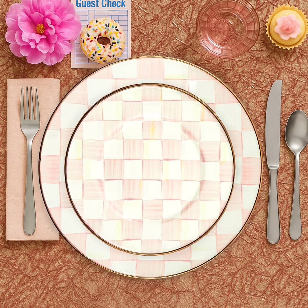 MacKenzie-Childs Rosy Check Enamel Salad Plate