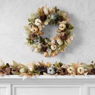 Pumpkin Patch UV Protected Faux Wreath & Garland