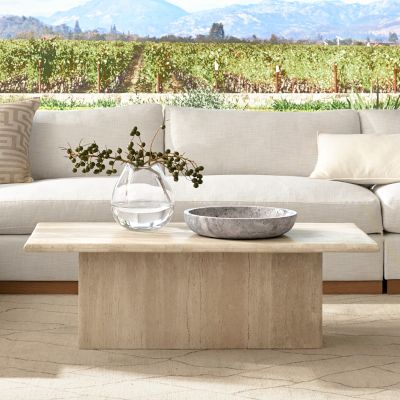 Ortega Travertine Rectangular Coffee Table (48
