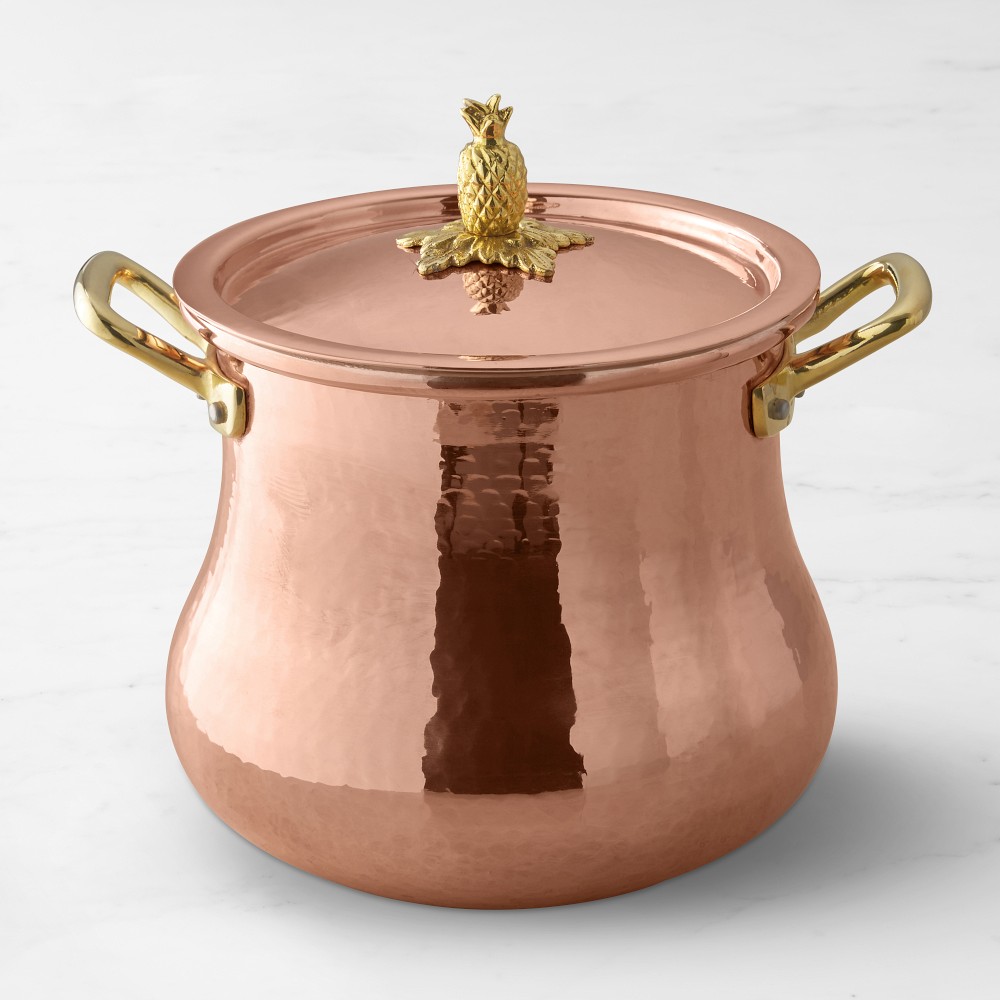 OPEN BOX: Ruffoni Historia Hammered Copper Stock Pot with Pineapple Knob, 5 1/2qt