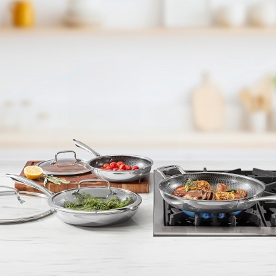 Cuisinart FusionElite+ Hybrid Stainless-Steel Ceramic Nonstick Covered Skillet Set
