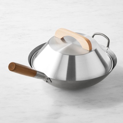Williams Sonoma Traditional Carbon Steel Flat-Bottom Wok with Wok Lid