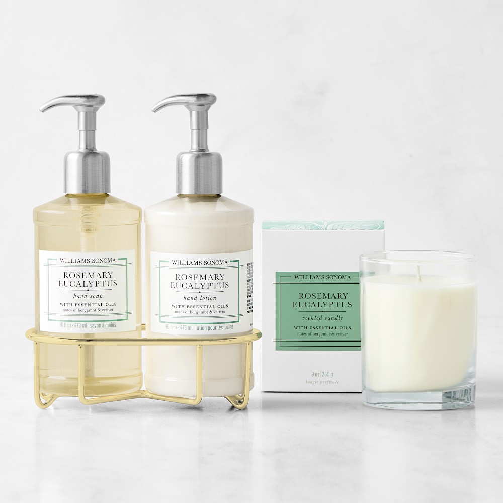 Williams Sonoma Rosemary Eucalyptus Hand Soap, Lotion & Candle 4-Piece Set